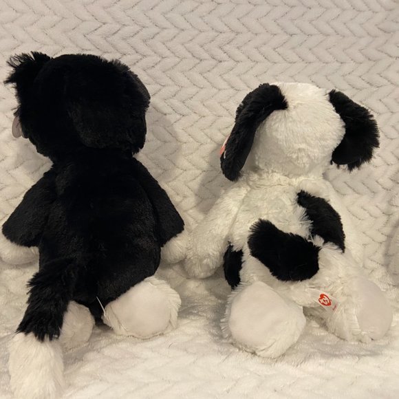 Ty Attic Treasures Muggy White Black Puppy Dog Plush Stuffed Animal - Picture 2 of 3